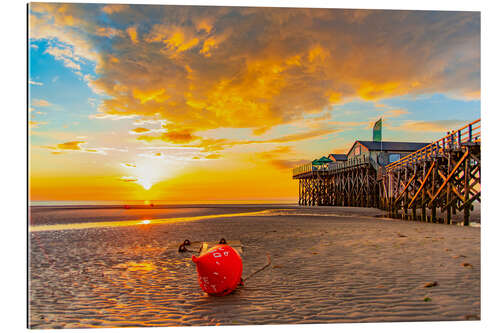 Tableau en plexi-alu Sunset on the beach of Sankt Peter Ording I