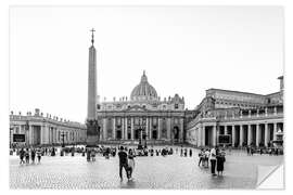 Selvklebende plakat St. Peter's Square in Rome, b/w