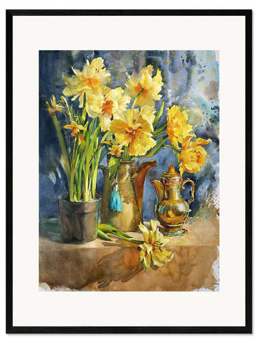 Kehystetty taidepainatus Sunny yellow flower still life