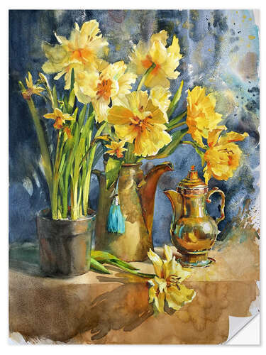 Muursticker Sunny yellow flower still life