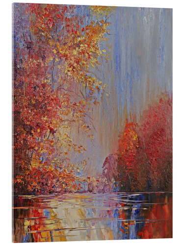 Acrylic print Autumn trees by the river