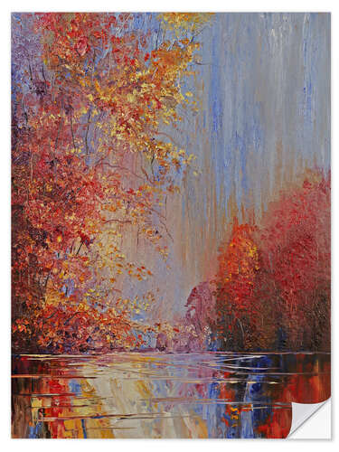 Autocolante decorativo Autumn trees by the river