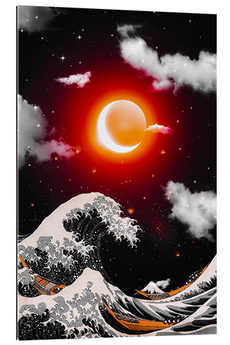 Gallery print Great Wave of Kanagawa and Red Sun with Crescent Moon