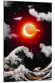 Magnettafel Große Welle von Kanagawa und rote Sonne mit Halbmond