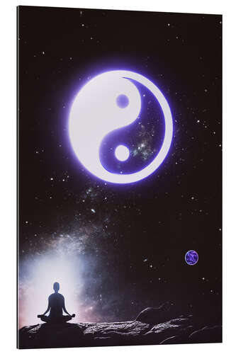 Stampa su plexi-alluminio Zen Meditation, Ying and Yang in the Cosmos