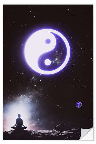 Selvklæbende plakat Zen Meditation, Ying and Yang in the Cosmos