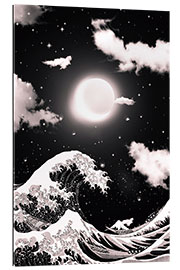 Gallery print Great Wave off Kanagawa and Lunar Eclipse in black and white