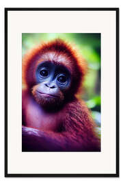 Gerahmter Kunstdruck Baby Orangutan