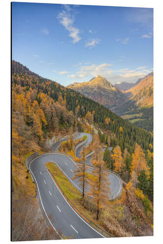 Aluminium print Maloja Pass in autumn, Switzerland