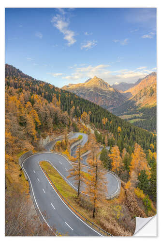 Selvklebende plakat Maloja Pass in autumn, Switzerland