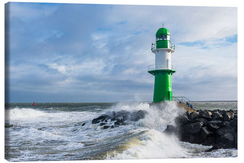 Canvas print Pier tower on the Baltic Sea coast in Warnemünde