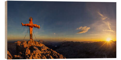 Wood print Schönfeldspitze at sunrise