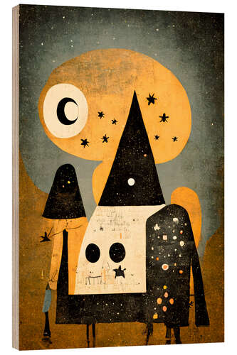 Stampa su legno Spooky Midnight Village