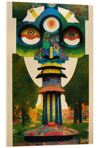 Tableau en verre acrylique Totem Face - Agitation