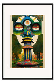Gerahmter Kunstdruck Totemgesicht - Aufregung
