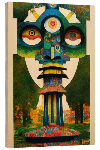Trätavla Totem Face - Agitation