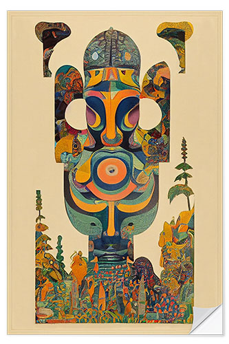 Sticker mural Totem Face - Composition I