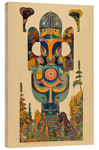 Wood print Totem Face - Composition I