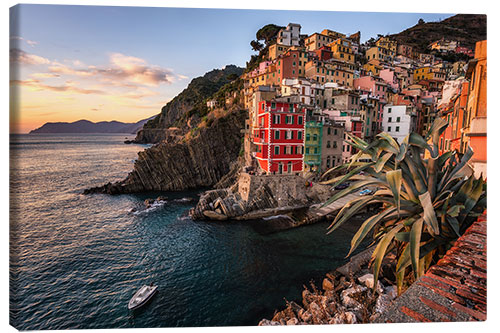 Leinwandbild Goldener Sonnenuntergang bei Riomaggiore