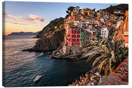 Leinwandbild Goldener Sonnenuntergang bei Riomaggiore