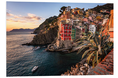 Foam board print Golden sunset in Riomaggiore