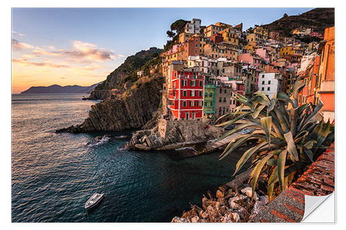 Wandsticker Goldener Sonnenuntergang bei Riomaggiore