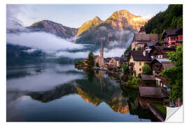 Wall sticker A foggy spring morning in Hallstatt, Austria