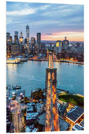 Foam board print Brooklyn Bridge at dusk, NYC