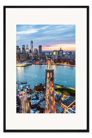 Gerahmter Kunstdruck Brooklyn Bridge in der Dämmerung, NYC