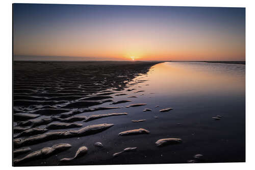 Aluminiumtavla Alone on the beach at sunset