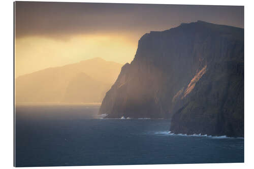 Gallery print Golden light on the Faroe cliffs