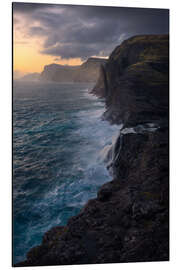 Tableau en aluminium Bøsdalafossur waterfall on the Faroe Islands