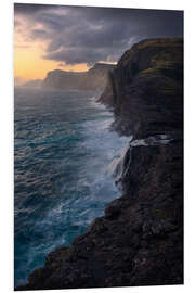 Print på skumplade Bøsdalafossur waterfall on the Faroe Islands