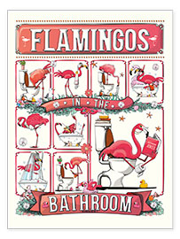 Póster Flamingos in the Bathroom