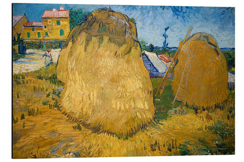 Stampa su alluminio Wheat Stacks in Provence, 1888