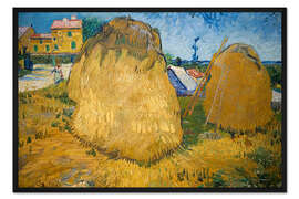 Gerahmter Kunstdruck Weizenstapel in der Provence, 1888