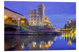 Foam board print Urania Observatory in the evening in Vienna