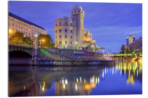 Gallery print Urania Observatory in the evening in Vienna