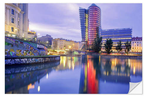 Sisustustarra Evening illumination at the Danube Canal, Vienna