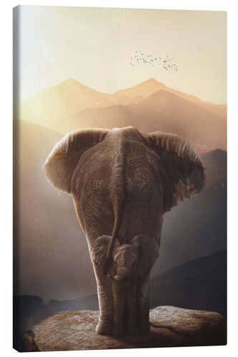 Canvas-taulu Baby Elephant with his Mother