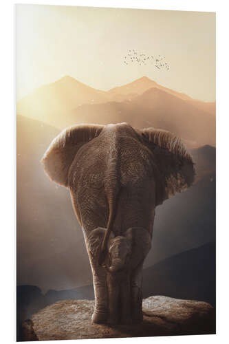 Foam board print Baby Elephant with his Mother