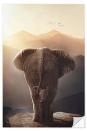 Wandsticker Baby Elephant mit seiner Mutter