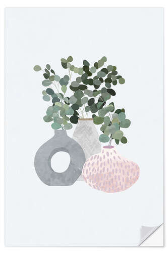 Selvklebende plakat Three Beautiful Houseplants