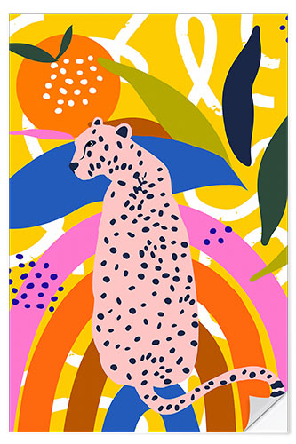 Selvklebende plakat Leopard Somewhere over the Rainbow