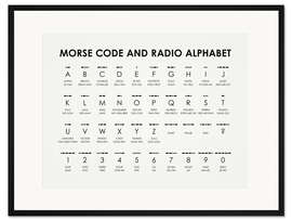 Gerahmter Kunstdruck Morsezeichen und Funkalphabet (englisch)