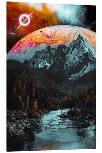 Acrylic print Alone by the Mountain River in our Galaxy