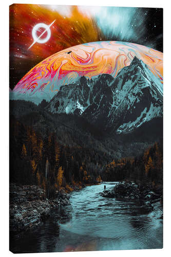 Lærredsbillede Alone by the Mountain River in our Galaxy