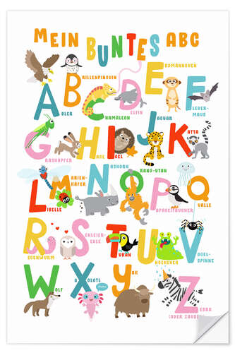 Selvklebende plakat My Colourful ABC - Animal alphabet (German)