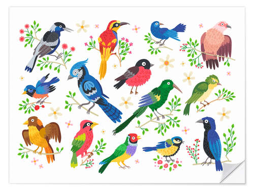 Naklejka na ścianę Colourful Birds I