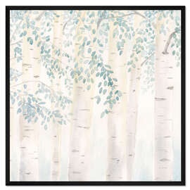 Gerahmter Kunstdruck Birkenstämme im Morgenlicht II